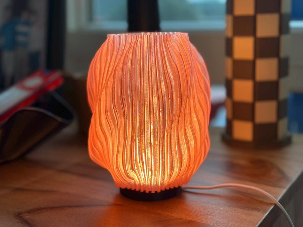 BlushInlet - Spiral Glow Modern LED Lamp Pink - Contemporary Home Decor