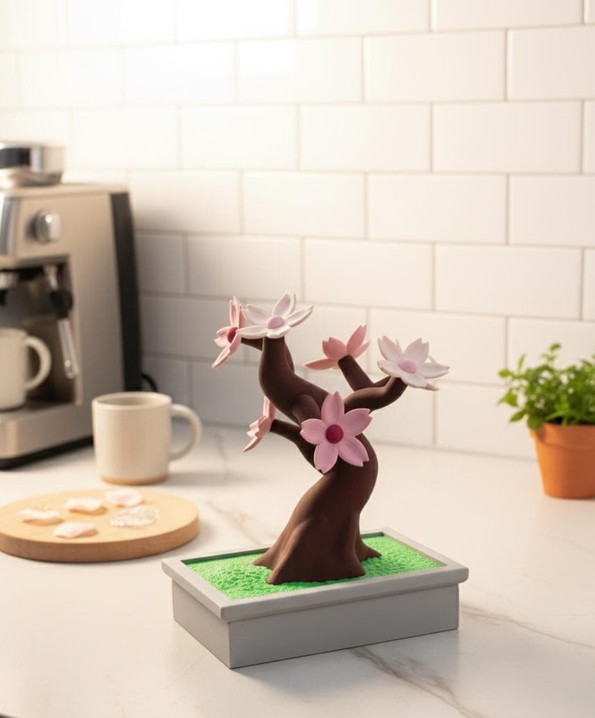 CherryBayMag - Sakura Bonsai Magnet Tree - Fridge, idea board magnets
